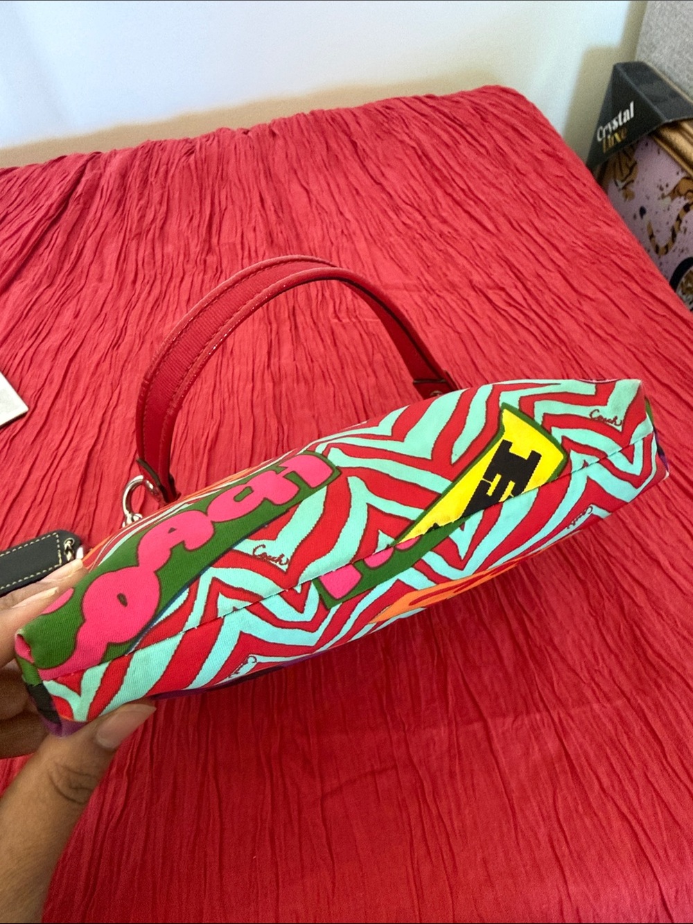 Coach poppy Red and Pink Graphic Shoulder Bag with Silver Plate - Picture 10 of 16
